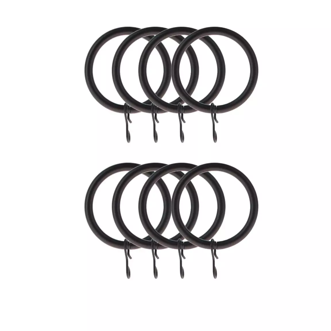 Lot de 8 anneaux tringle rideau (D28 mm) Lino Noir mat