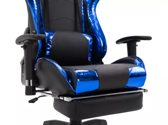Chaise de bureau - Similicuir (métallique) & Plastique - Noir / Bleu - Turbo XL