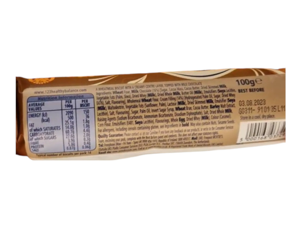 TARTELETES MCVITIE'S CHOCOLATE RECHEIO LEITE 100 G
