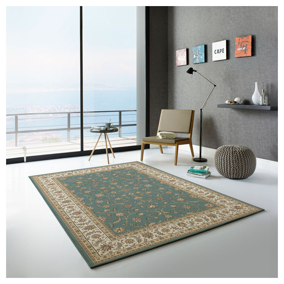 Tapis style persan en velours ras - kiana - vert antique - 80 x 150 cm