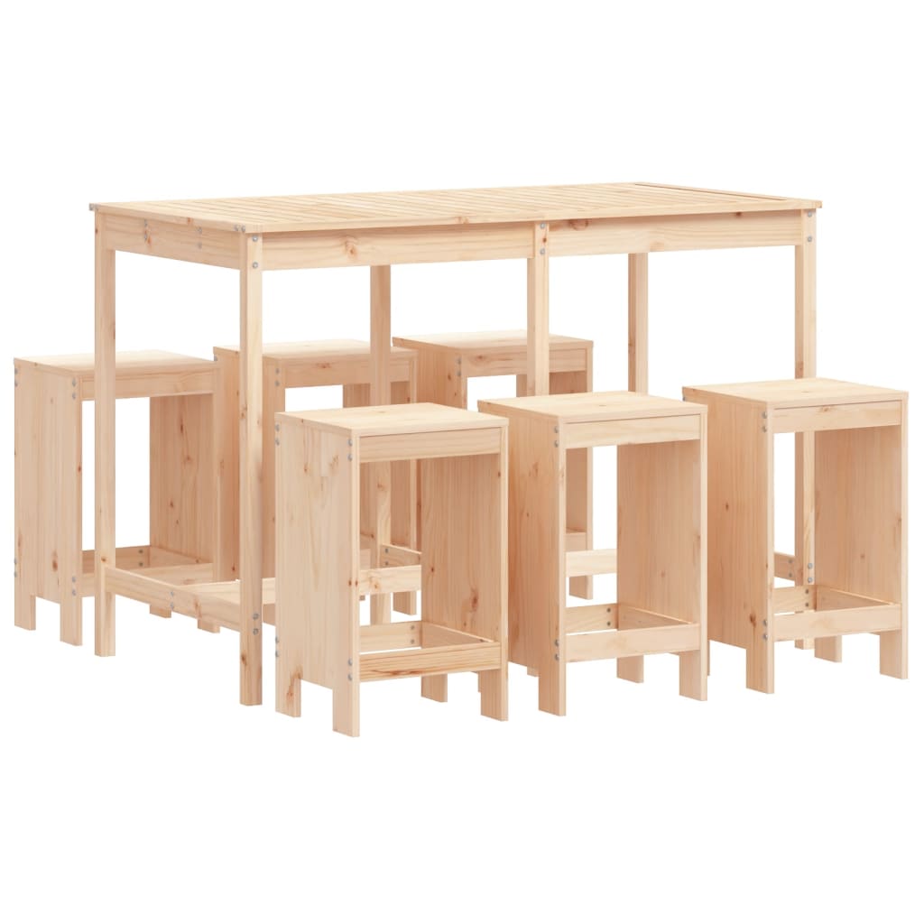 Ensemble de bar de jardin 7 pcs bois de pin massif