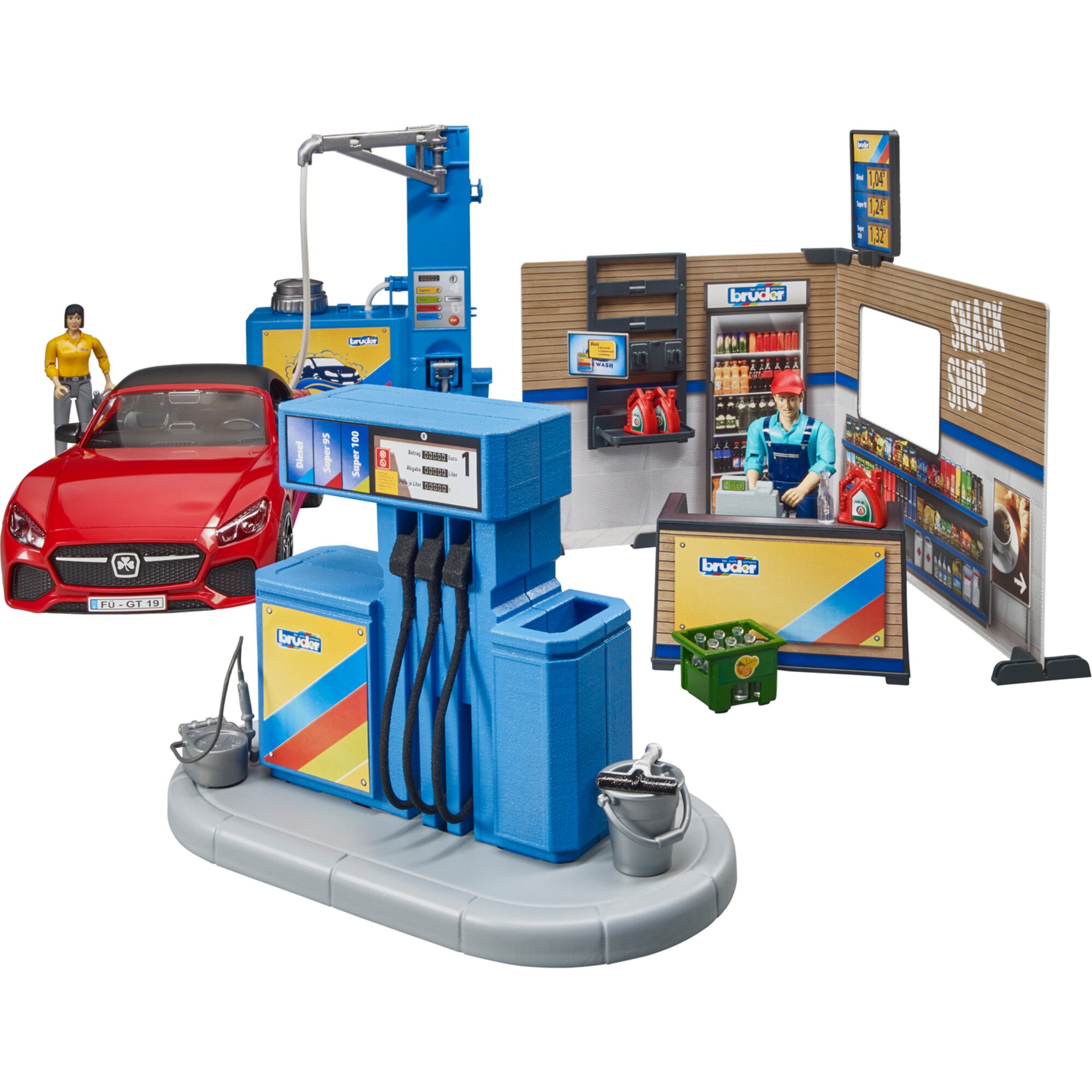 bruder Spielfigur bworld Tankstelle mit Waschplatz