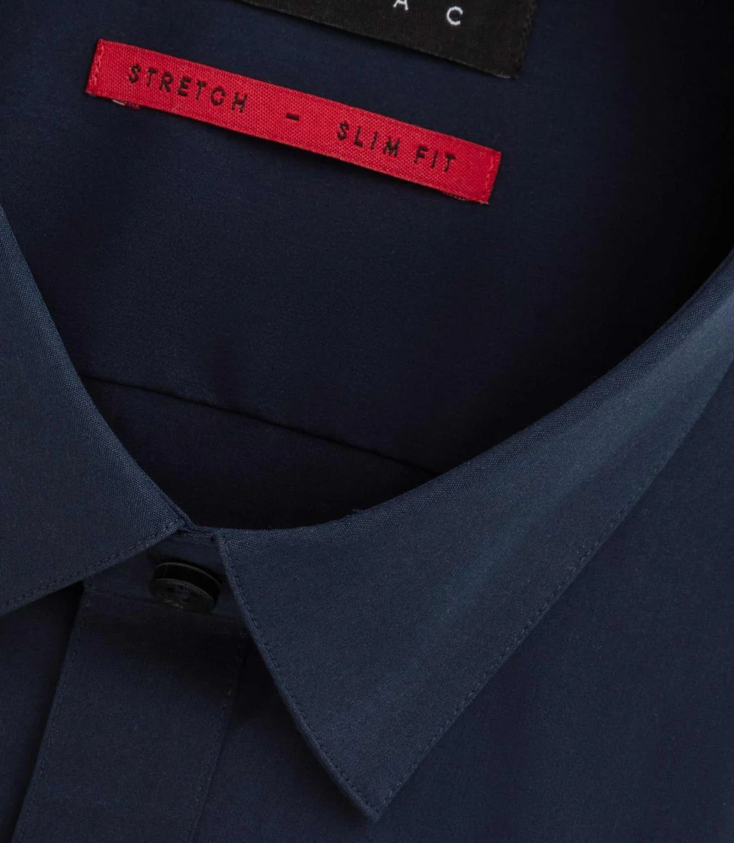 Chemise coton stretch marine 