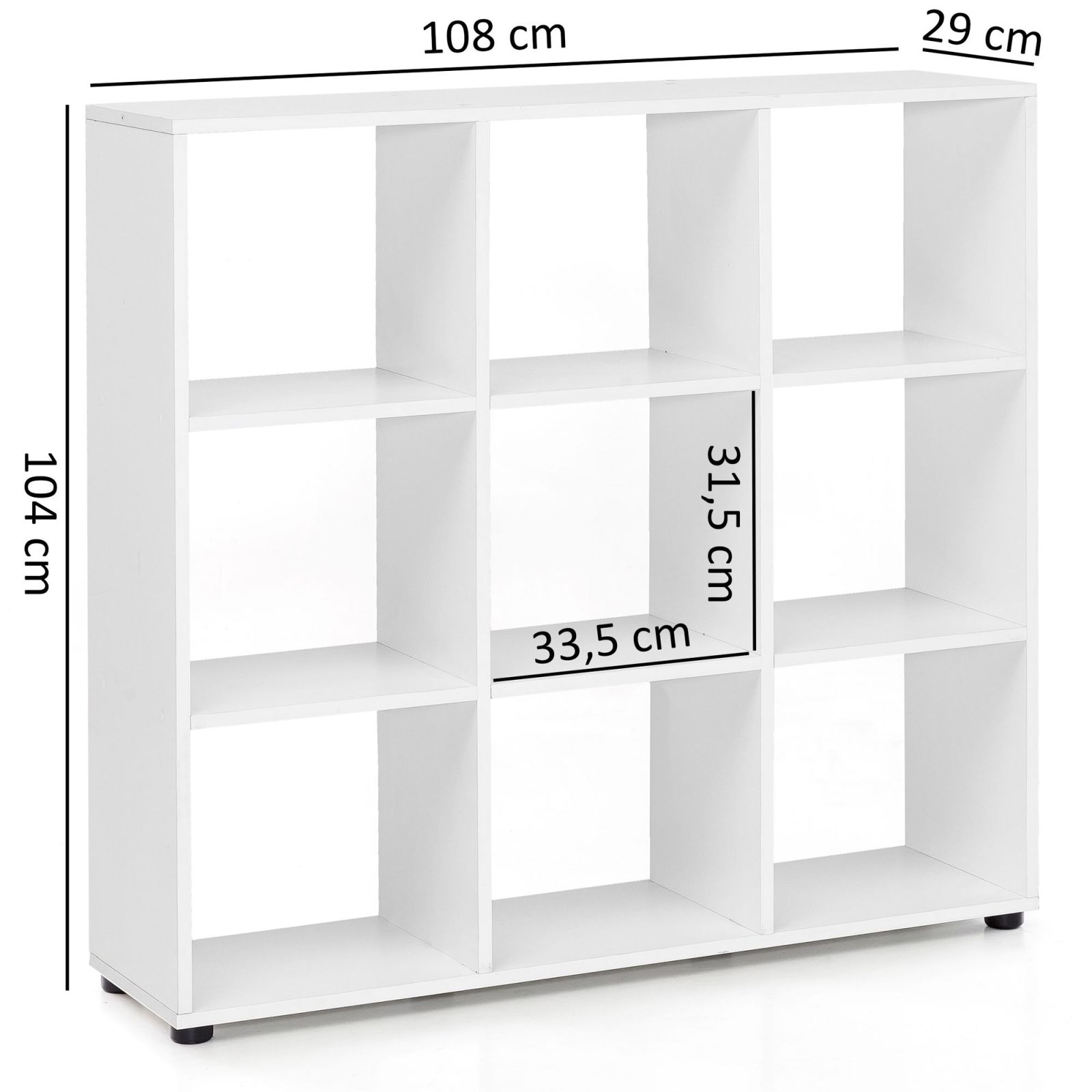 Standregal - weiß - 9 Fächer - 108x104 cm