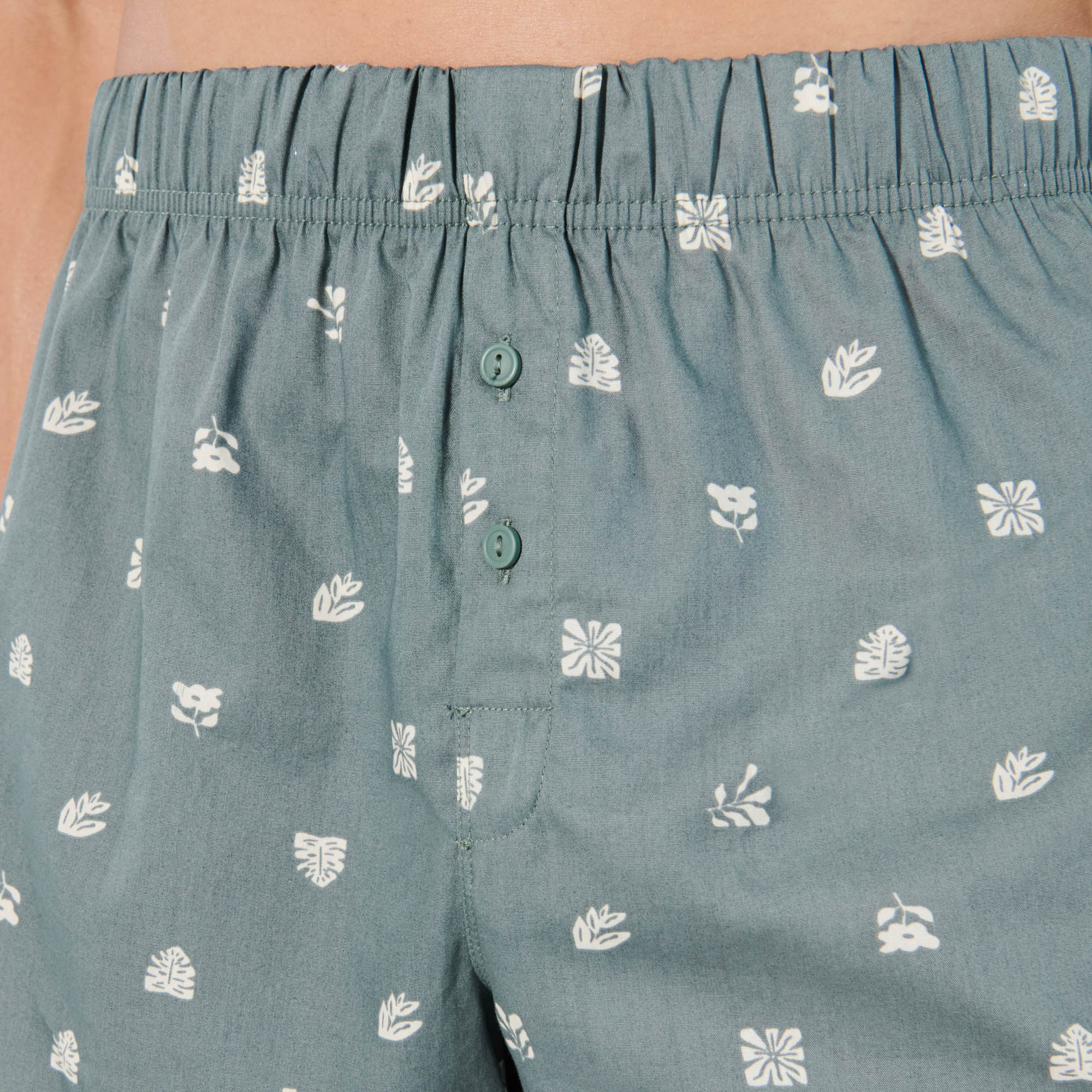 Caleçon à motifs feuilles en coton