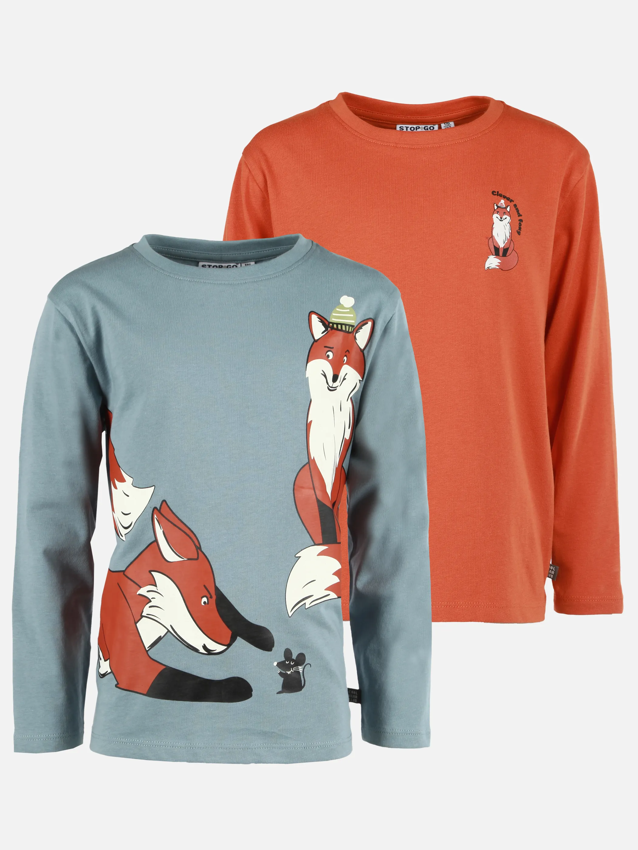 Jungen Longsleeves im 2er Pack mit Fuchsmotiven