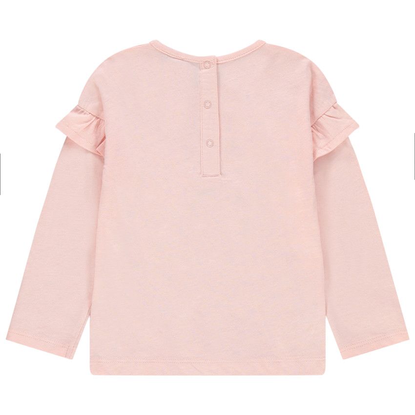 T-shirt manches longues volantées aux épaules motif coccinelle - Rose