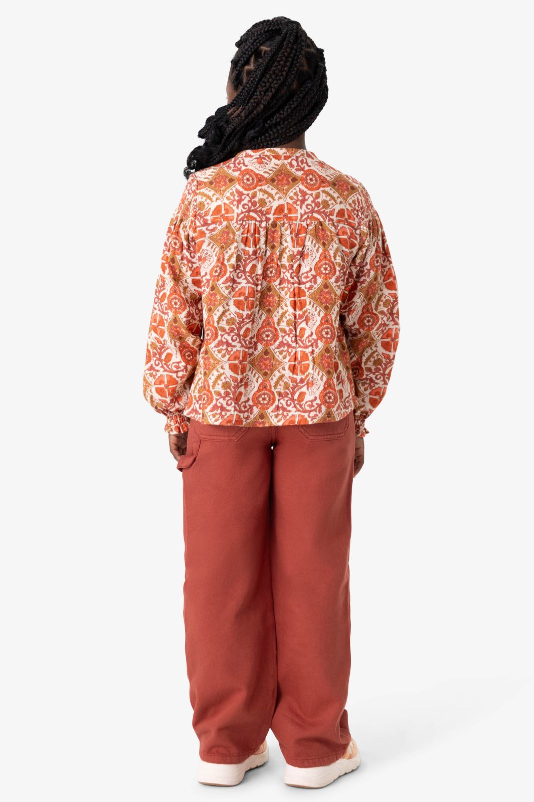 Printed cotton blouse with smock detailsMulticolour blouse