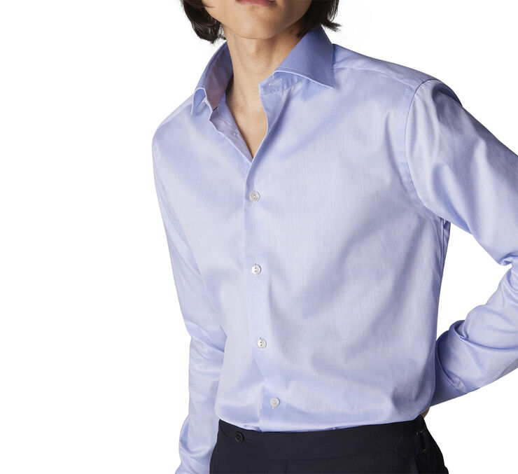 ETON Light Blue Signature Twill Shirt Extra Long Sleeves - Contemporary Fi Lyseblå