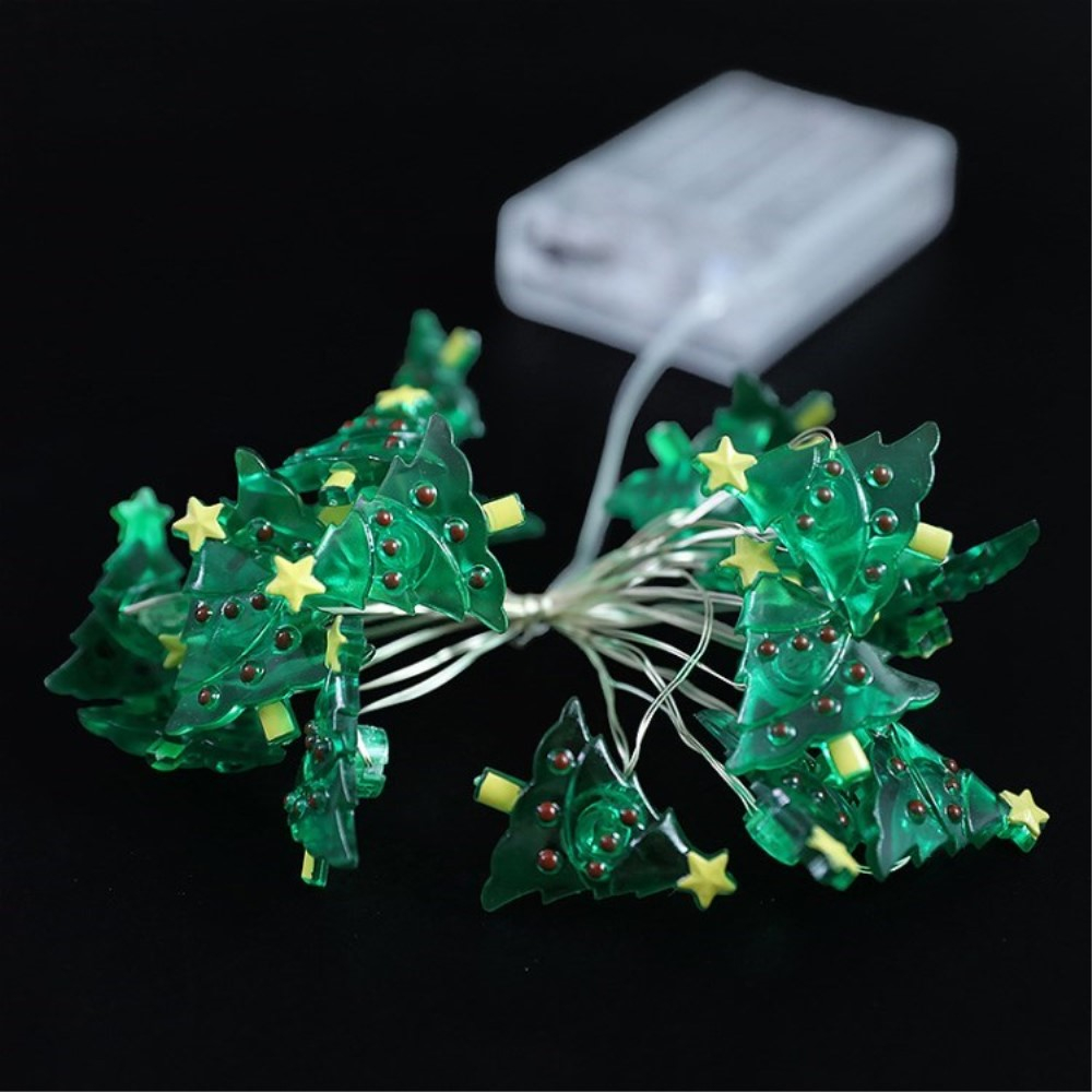 (2m) 20 LED's Weihnachts Deko Lichterkette Tannenbaum Beleuchtung IP44 (Batteriebetrieben) - Warmweiss