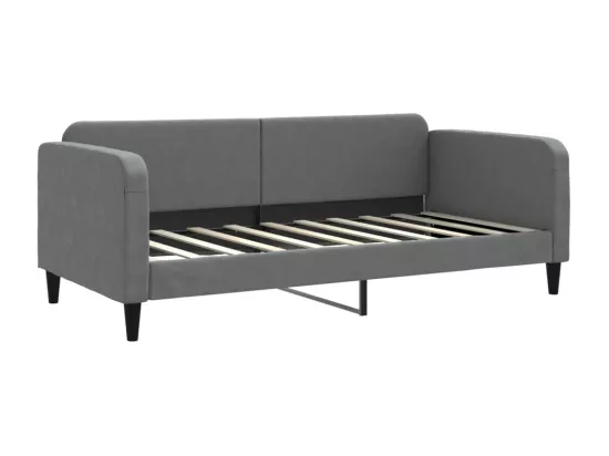 Lit de jour avec gigogne et matelas gris foncé 90x190 cm tissu