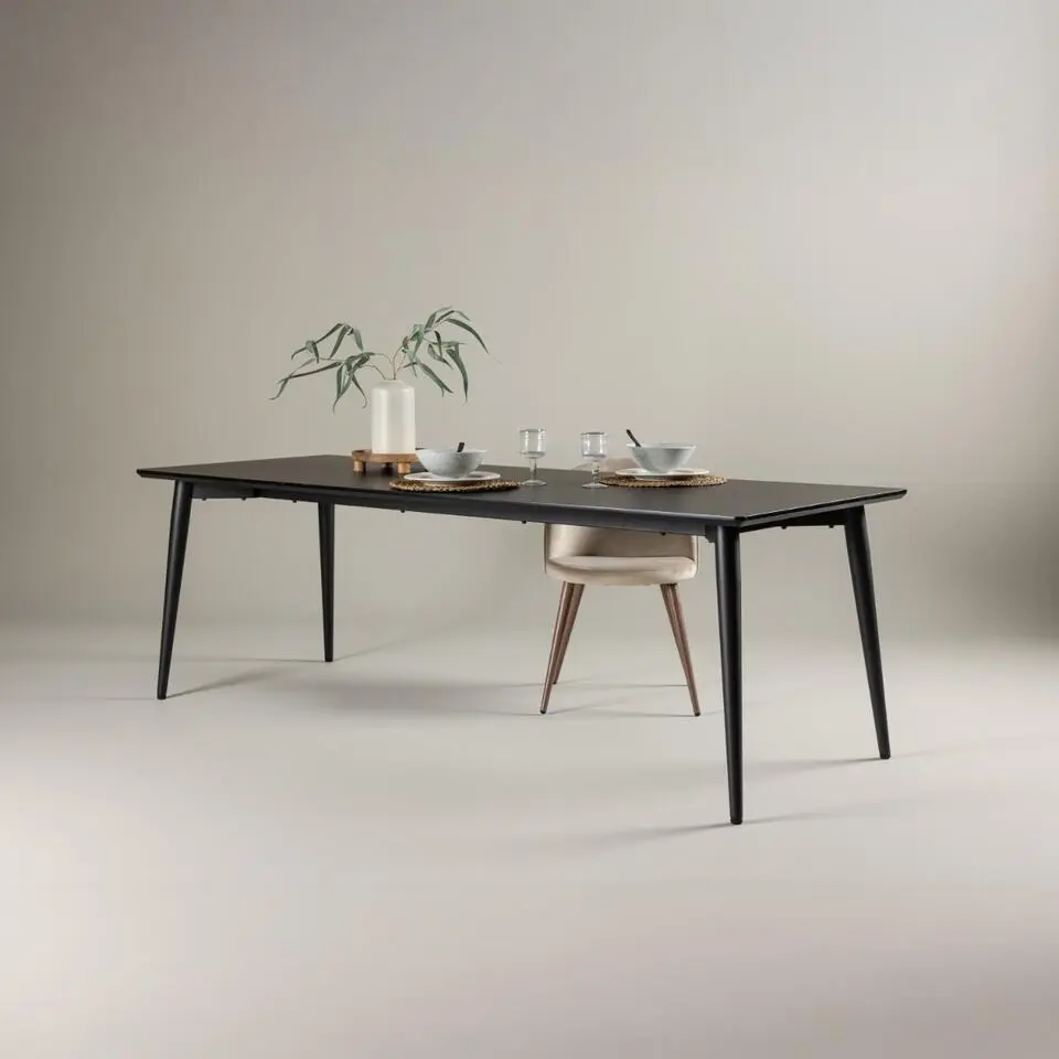 Eettafel Zwart Hout - 230x85x75cm - Ellis