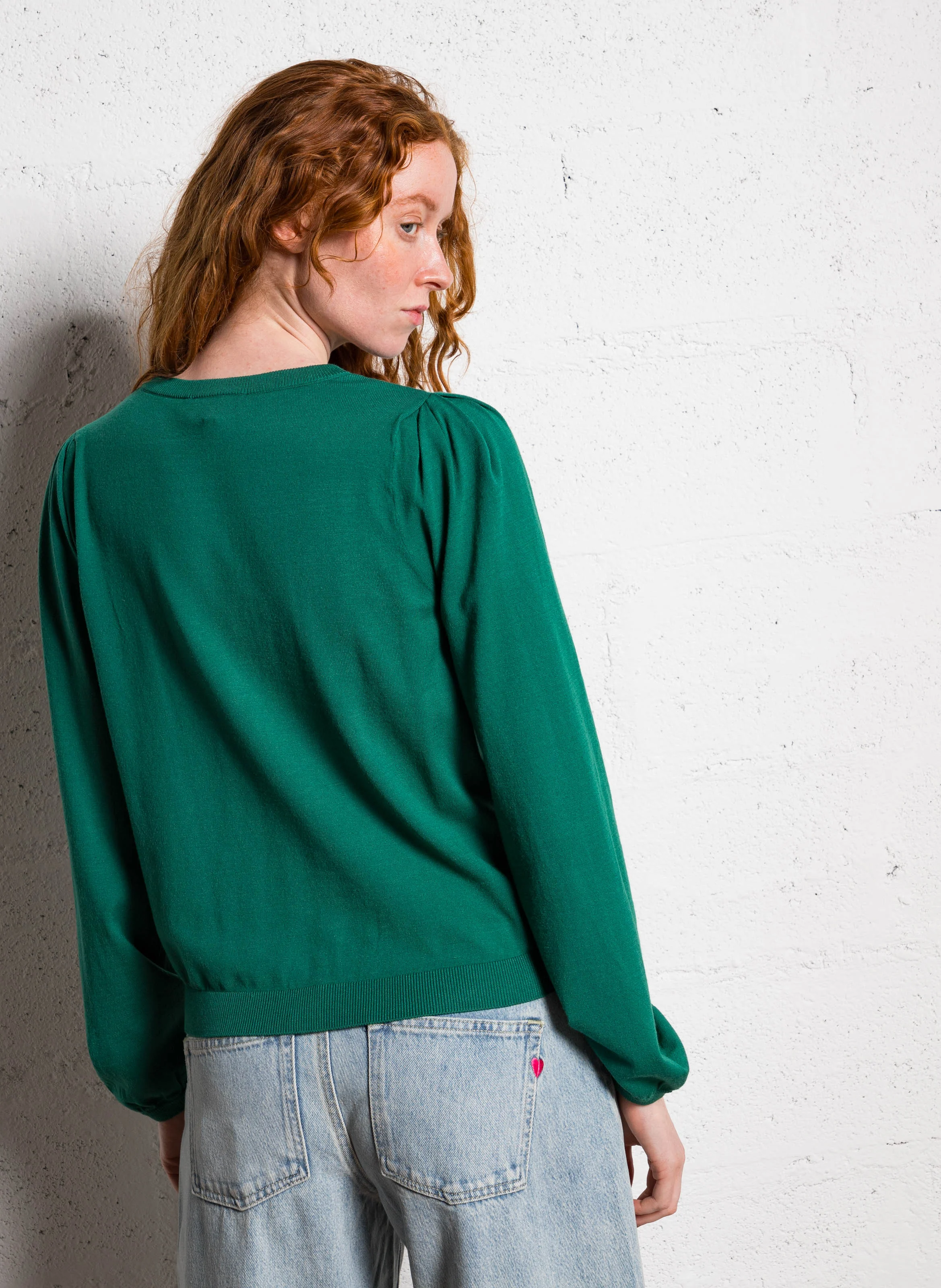 MOLLY - Gilet col rond| Vert