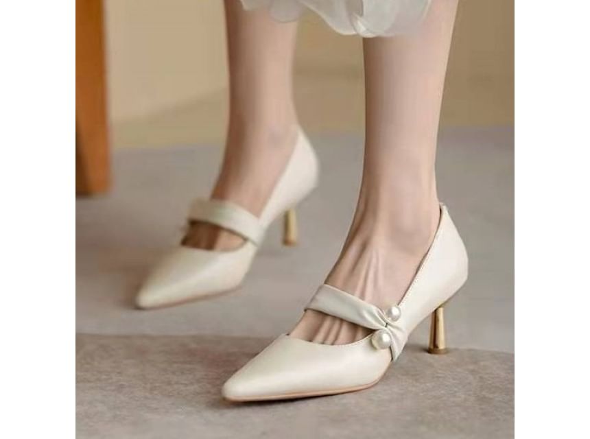 Jyote - Pumps met hoge hak en imitatieparels