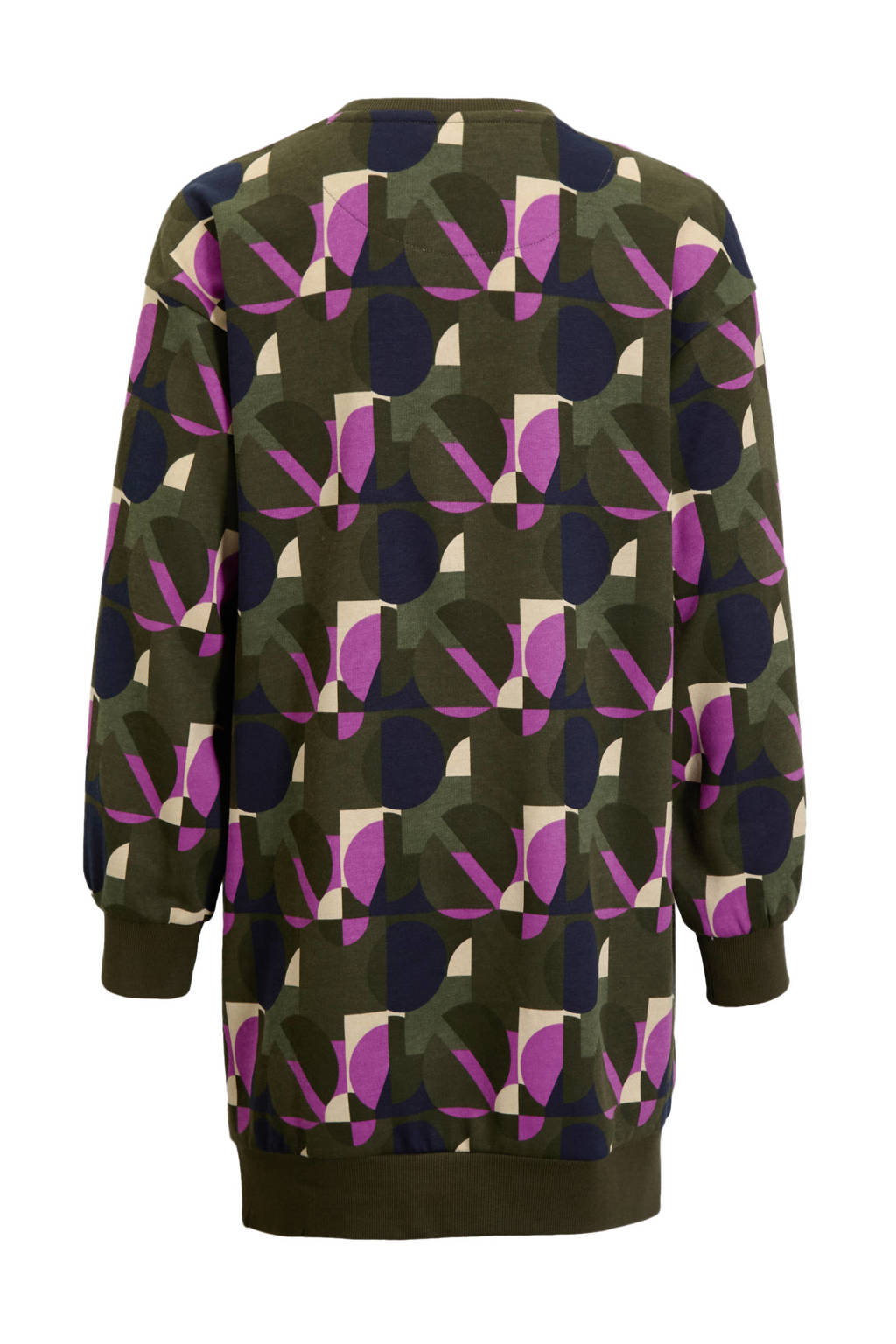 Orange Stars sweaterjurk Rome met alloverprint donkergroen