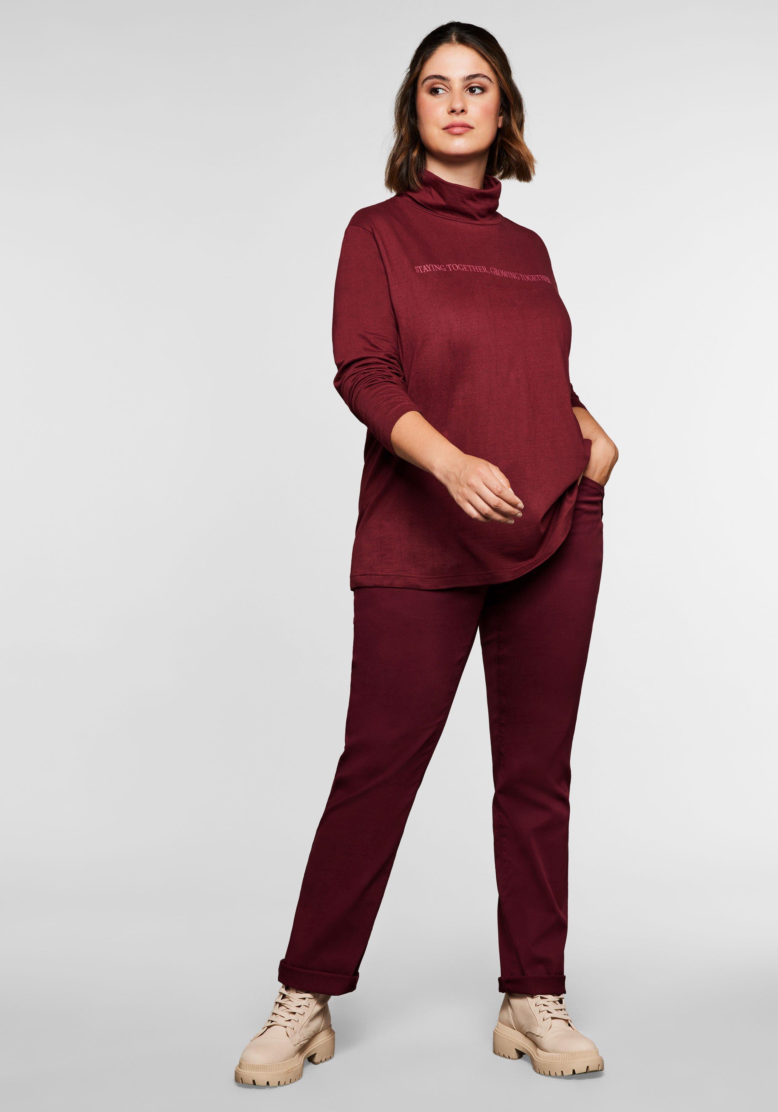 Langarmshirt mit Rollkragen und Statementdruck