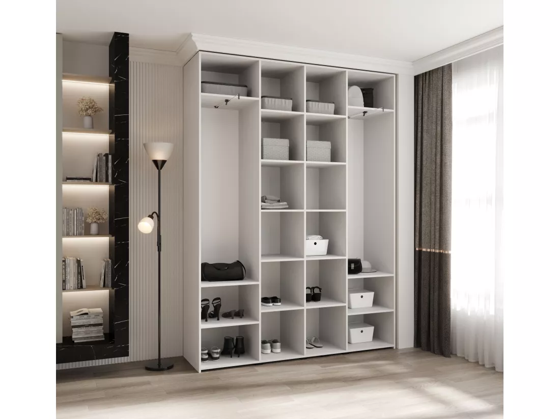 Armoire à portes battantes Como 4 245,5/180/40 4 portes (blanc/or)