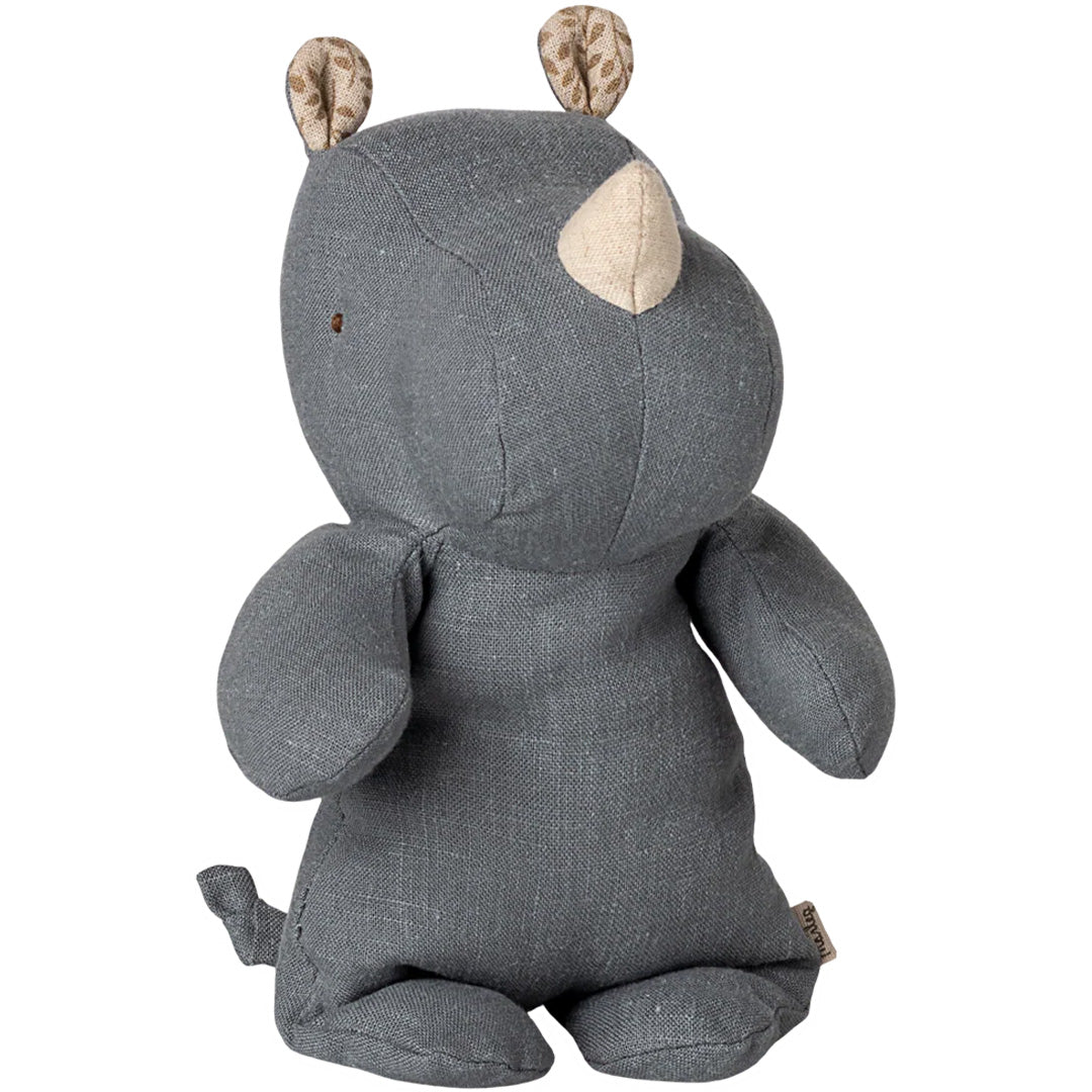 maileg knuffelneushoorn safari friends - dusty blue - 22 cm