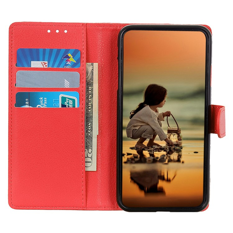 Samsung Galaxy A36 Leder Tasche Flip Cover Litchi Look - Rot
