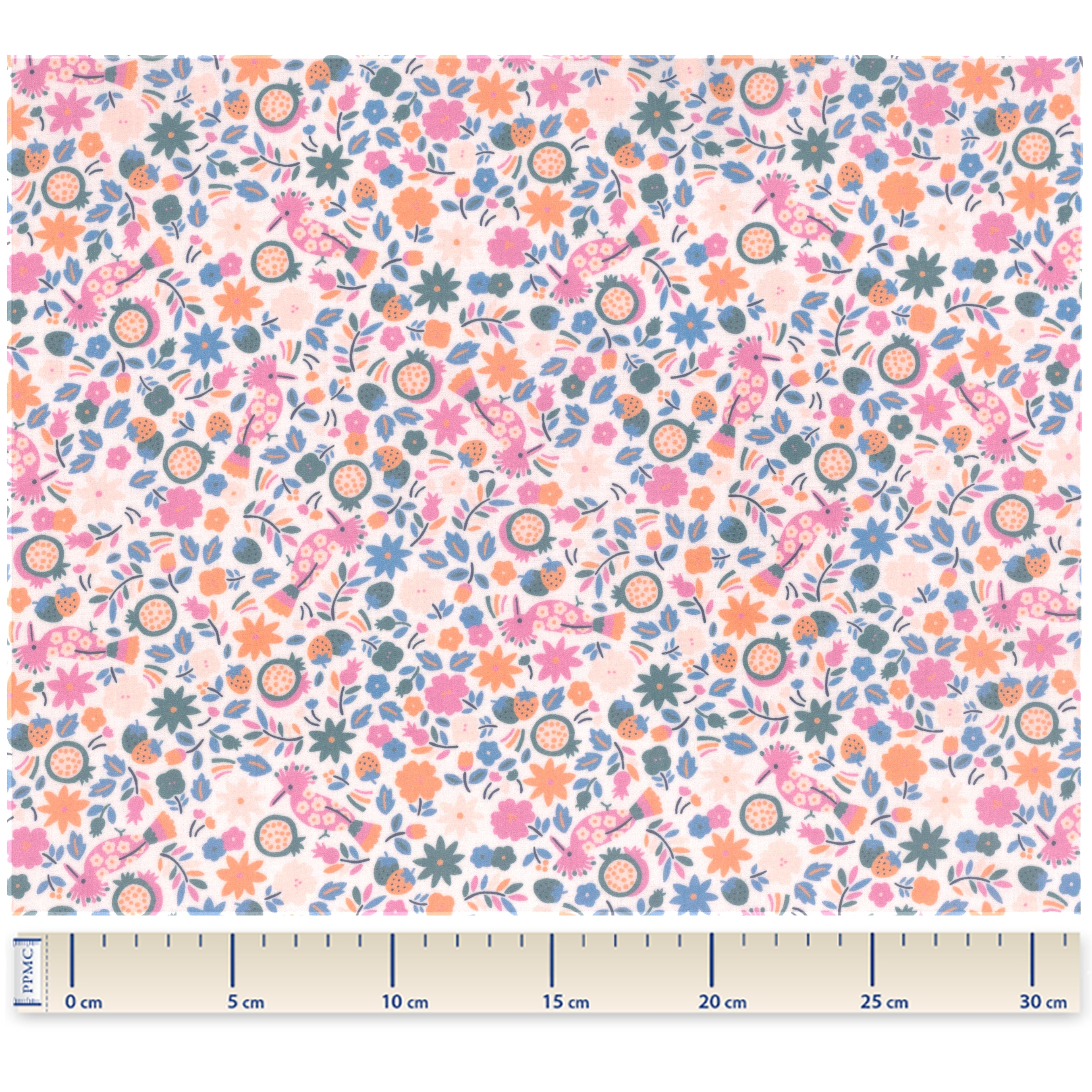 Coupon Tissu Enduit De 35Cm Ex2308 Huppette Fleurie Rose