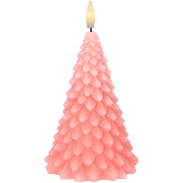 Blokker LED Kaars Kerstboom - 10x10x15 cm - Roze