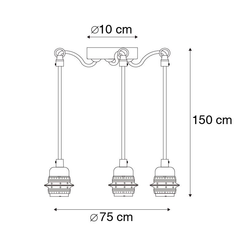 Industriële hanglamp zwart 3-lichts - Cava