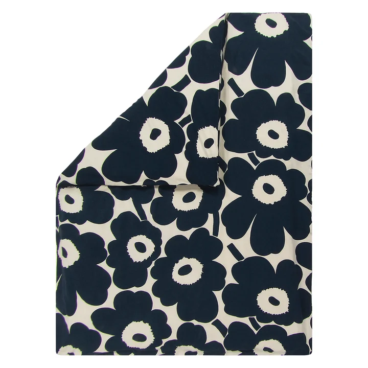 Marimekko - Unikko Deckenbezug 240 x 220 cm, baumwollweiss / dunkelblau