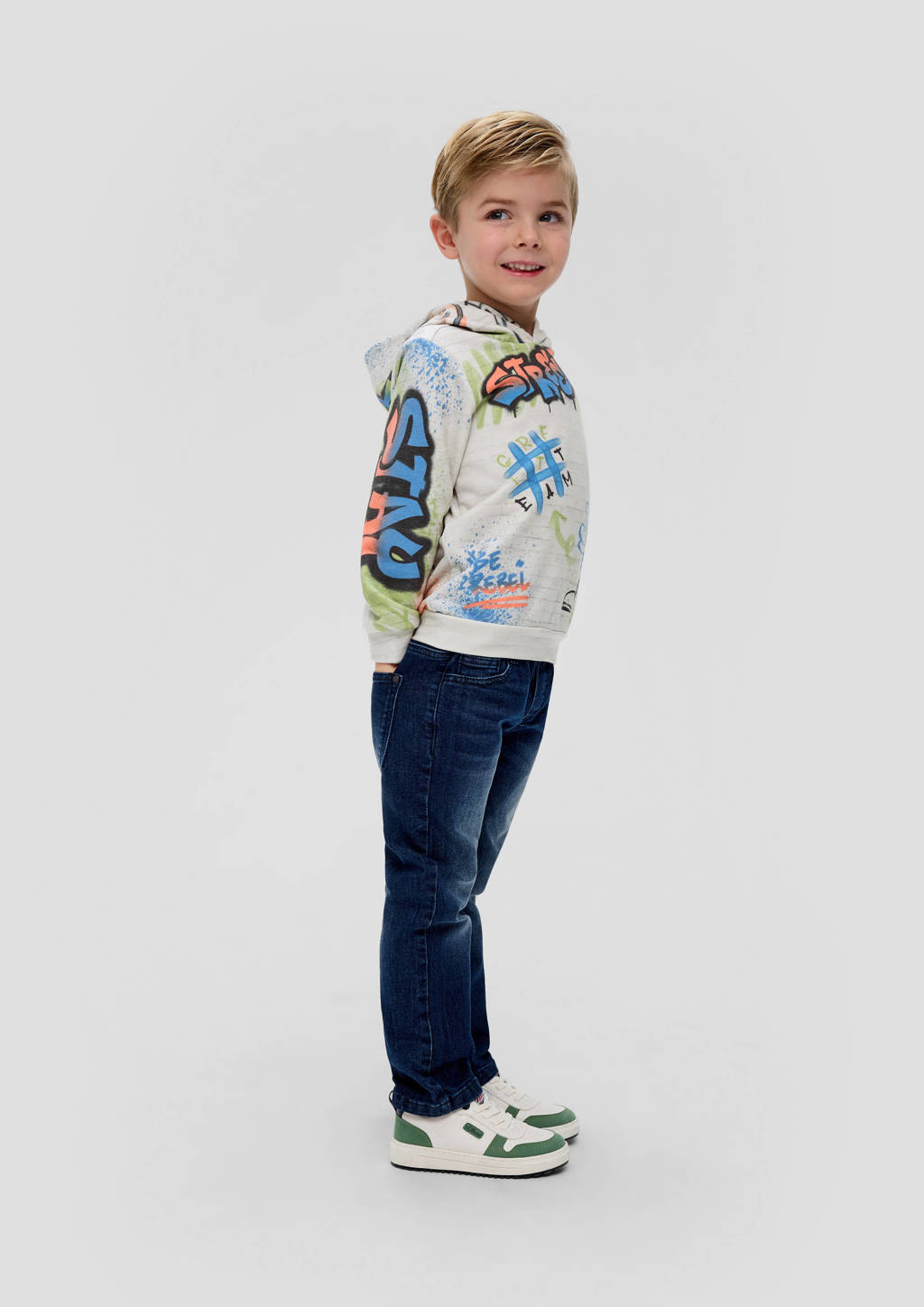 s.Oliver hoodie met all over print groen/multicolor