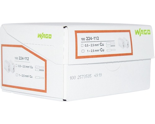 Wago 224-112 Verlichtingsaansluitblok 0,5-2,5mm² 2-aderig 100 stuks wit standaarduitvoering