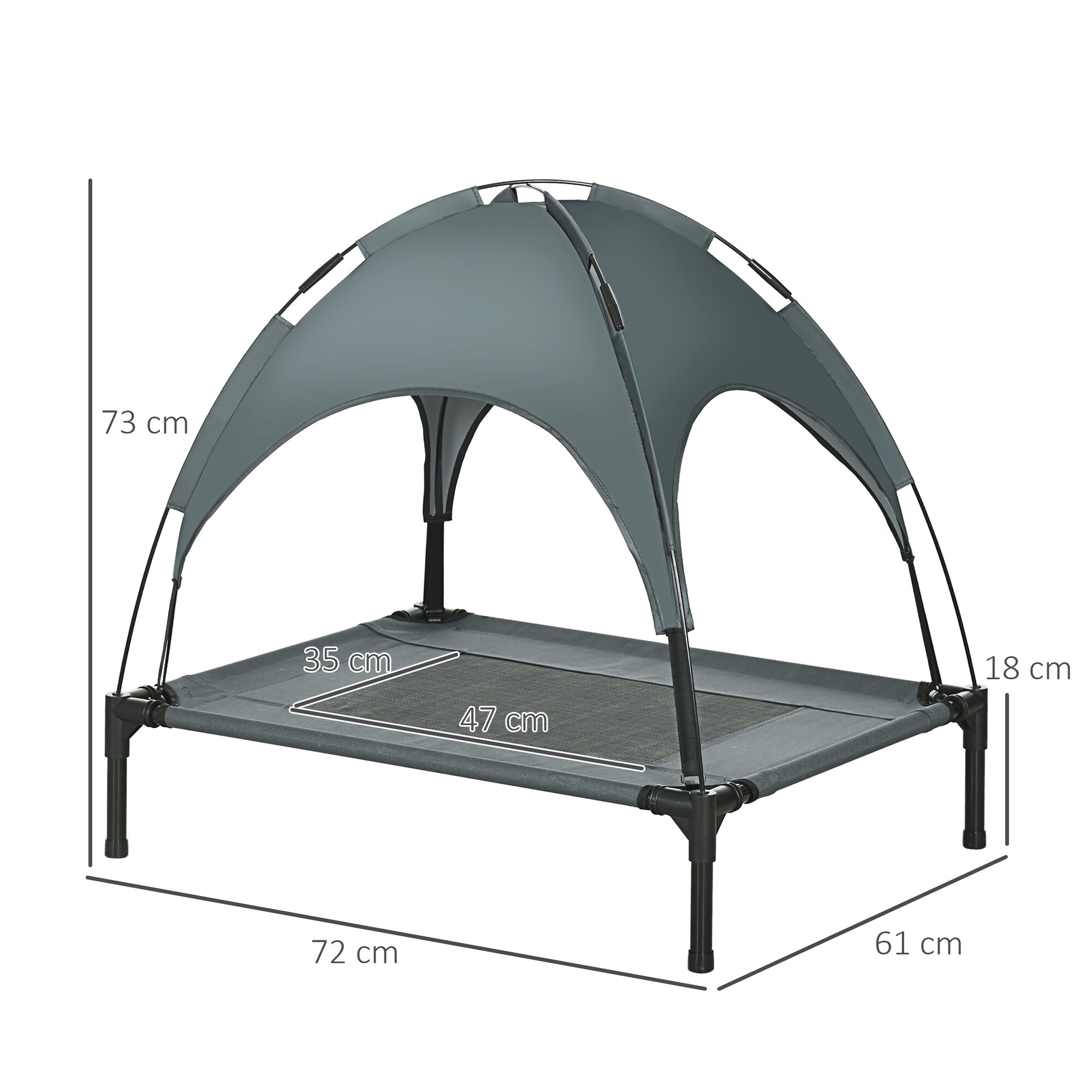 PawHut Haustierbett mit Baldachin L76 x B61 x H76 cm