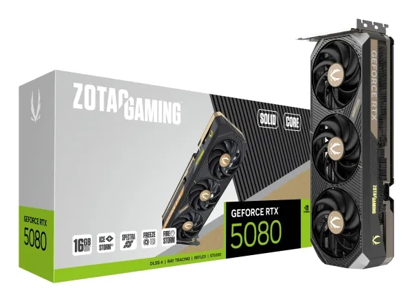 ZOTAC GAMING GeForce RTX 5080 SOLID CORE - Grafikkort - GeForce RTX 5080 - 16 GB GDDR7 - PCIe 5.0 x16 - 3 x DisplayPort, HDMI