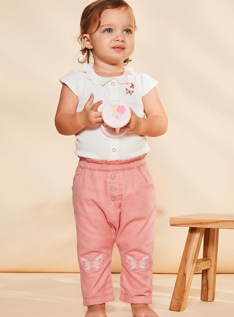 Pantalon vieux rose uni
