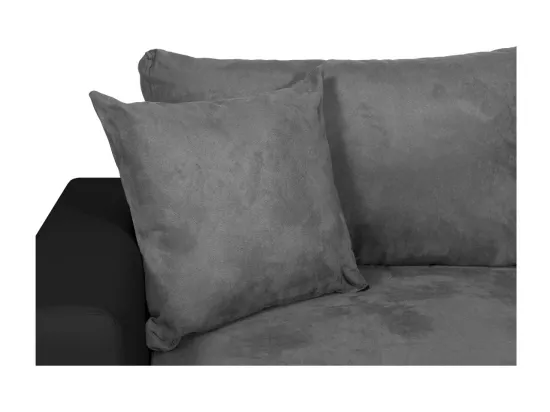 Canapé panoramique Oslo convertible avec coffres, poufs à droite - Simili/Microfibre - Noir/Gris - L311 x P146 x H81cm - Loungitude