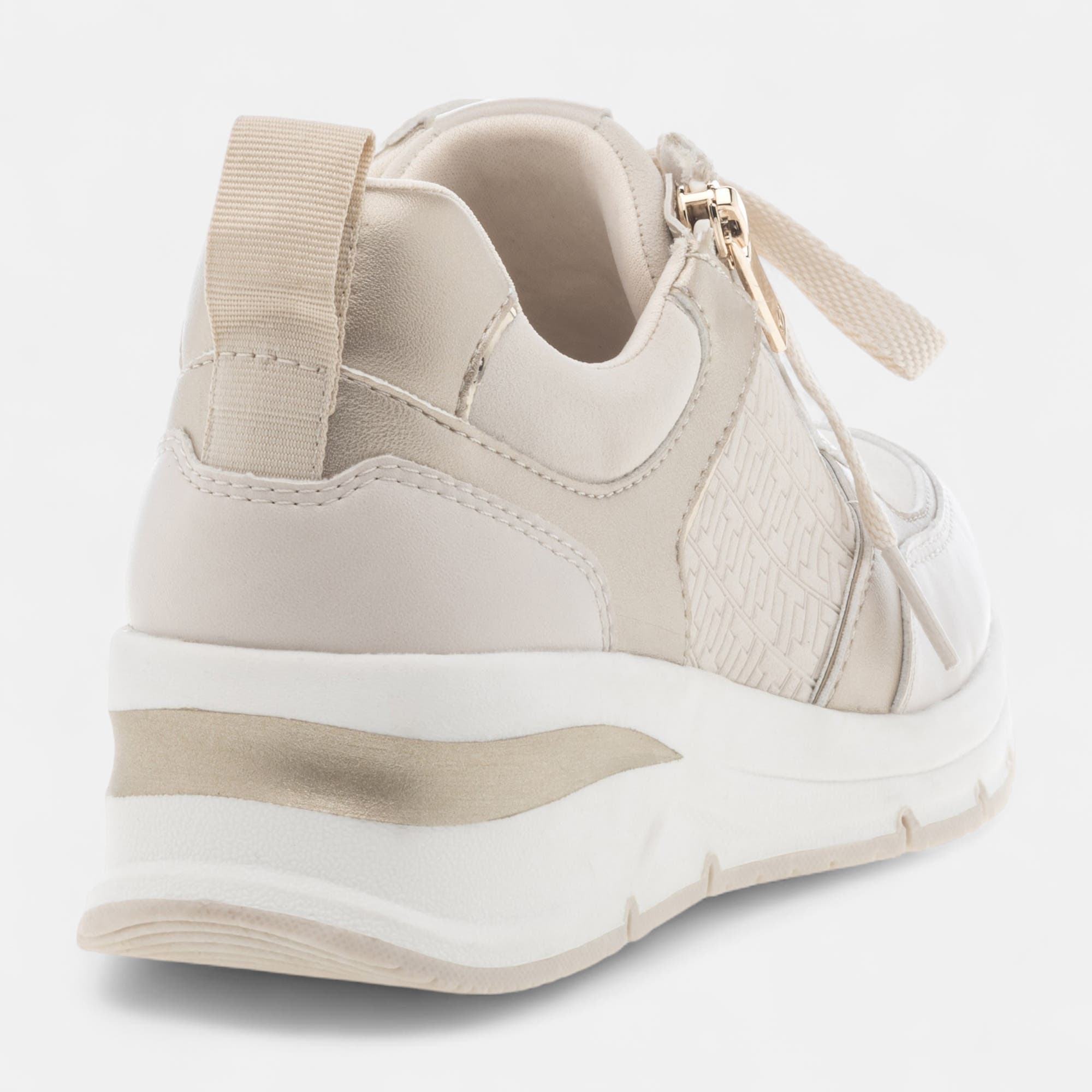 Baskets basses à talon compensé Femme beige