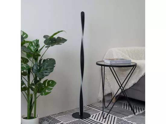 Lampadaire H120 cm torsade noir LED - Kazan