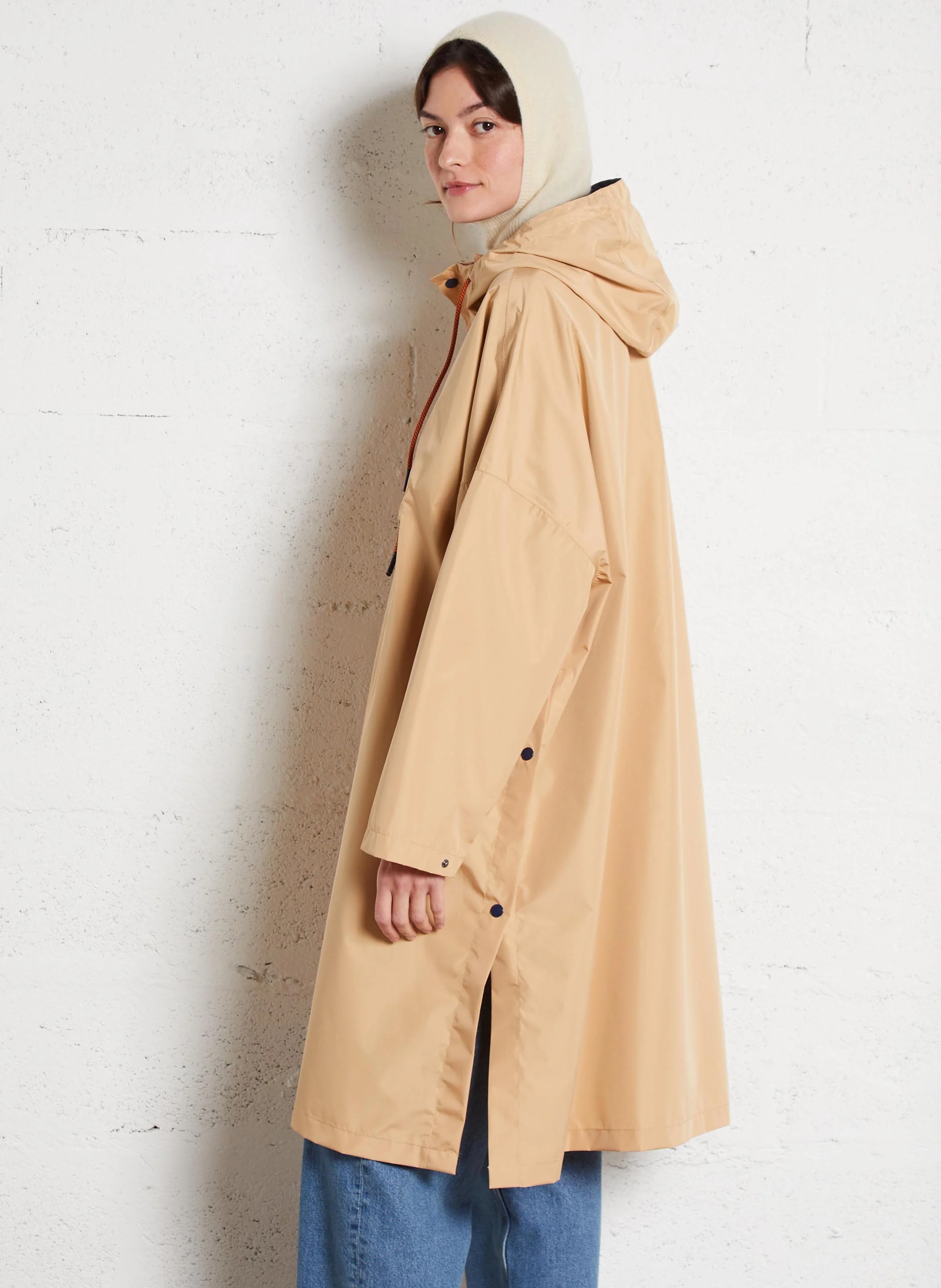 Poncho ample imperméable| Beige