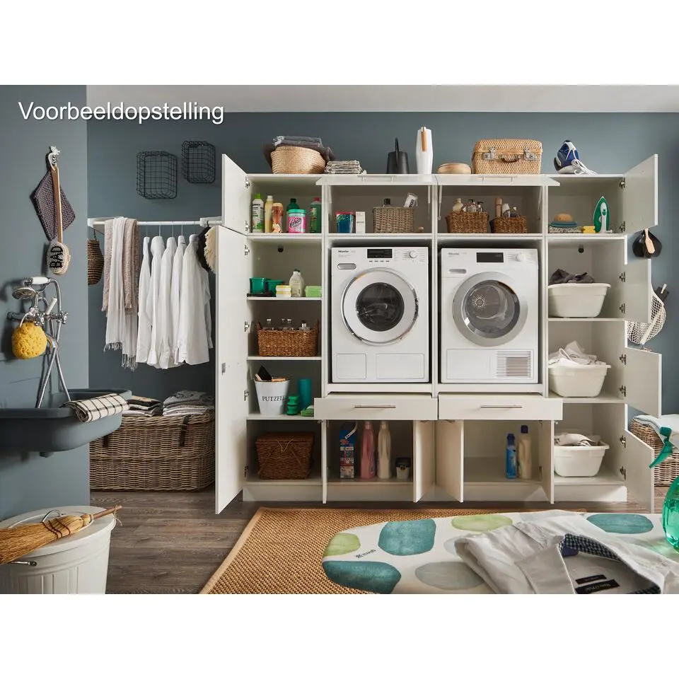 Interiax WASHWALL 'Mary' Wasmachine Opbergkast Wit - 162x50x67.5 cm