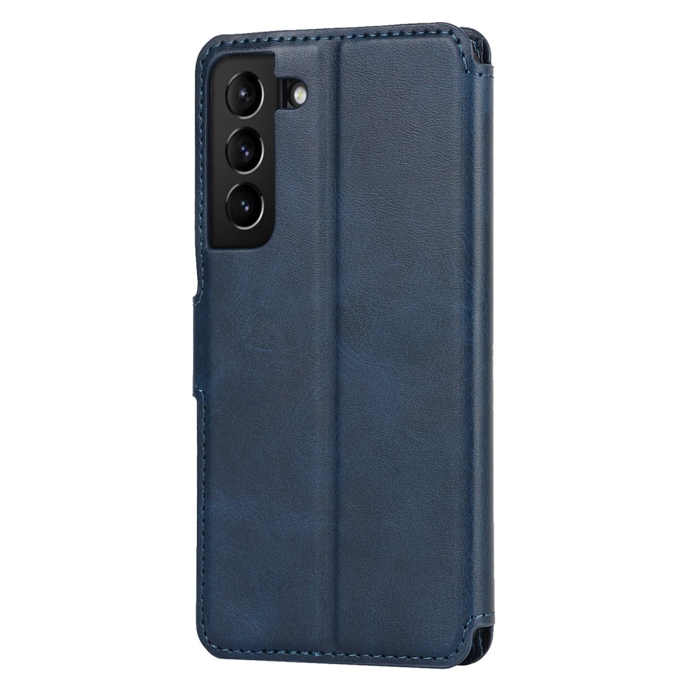 Samsung Galaxy S22 5G Leder Tasche mit Kartenfach im Retro Style - Dunkelblau