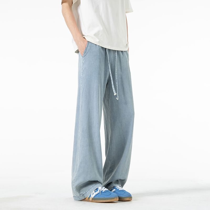 Priam - High Waist Washed Wide Leg Jeans