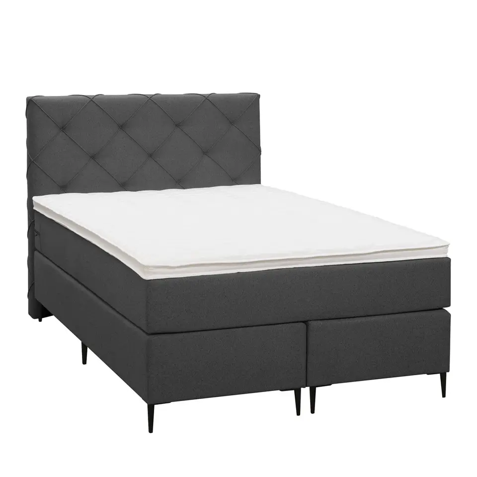 Boxspring Liv geruit - antraciet - 120x200 cm - slanke poot