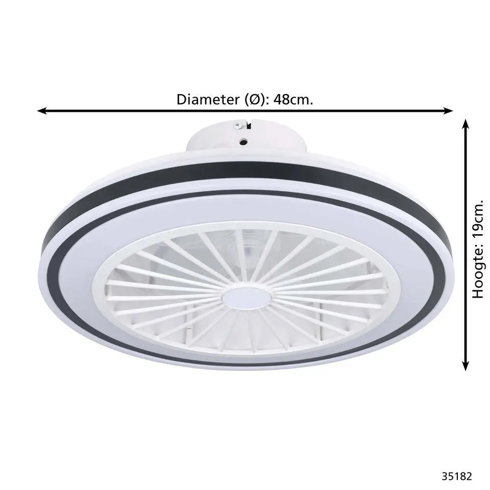 EGLO Bilinga Plafondlamp met ventilator - AC LED-CCT - Wit/Zwart