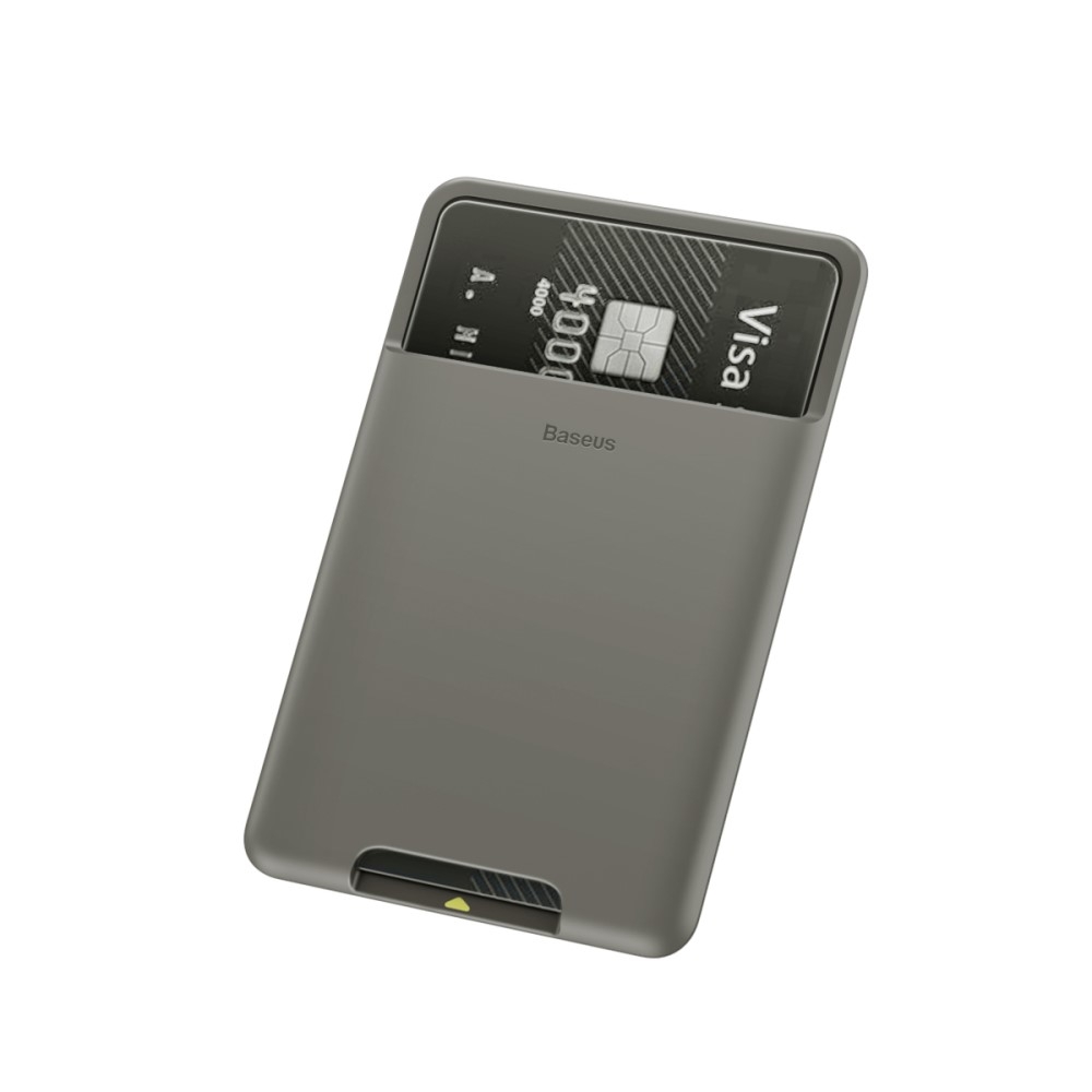 Universal Silikon TPU Pocket Stick-On Kartenfach mit Adhesive Klebe-Pad - Grau