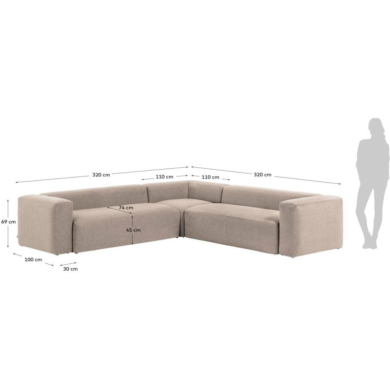 Canapé d’angle Blok 6 places beige 320 x 320 cm