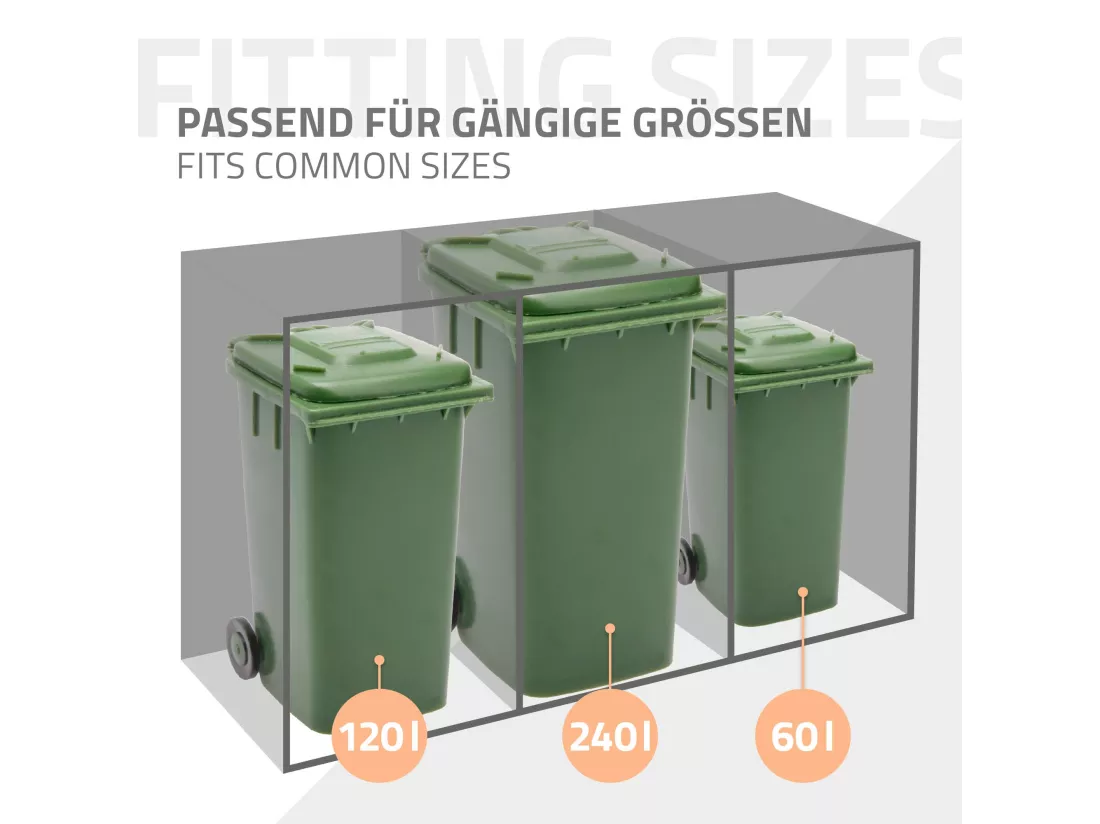 Abri de 1 poubelle avec toit végétal acier anthracite rouillé 240L 68x80x124 cm