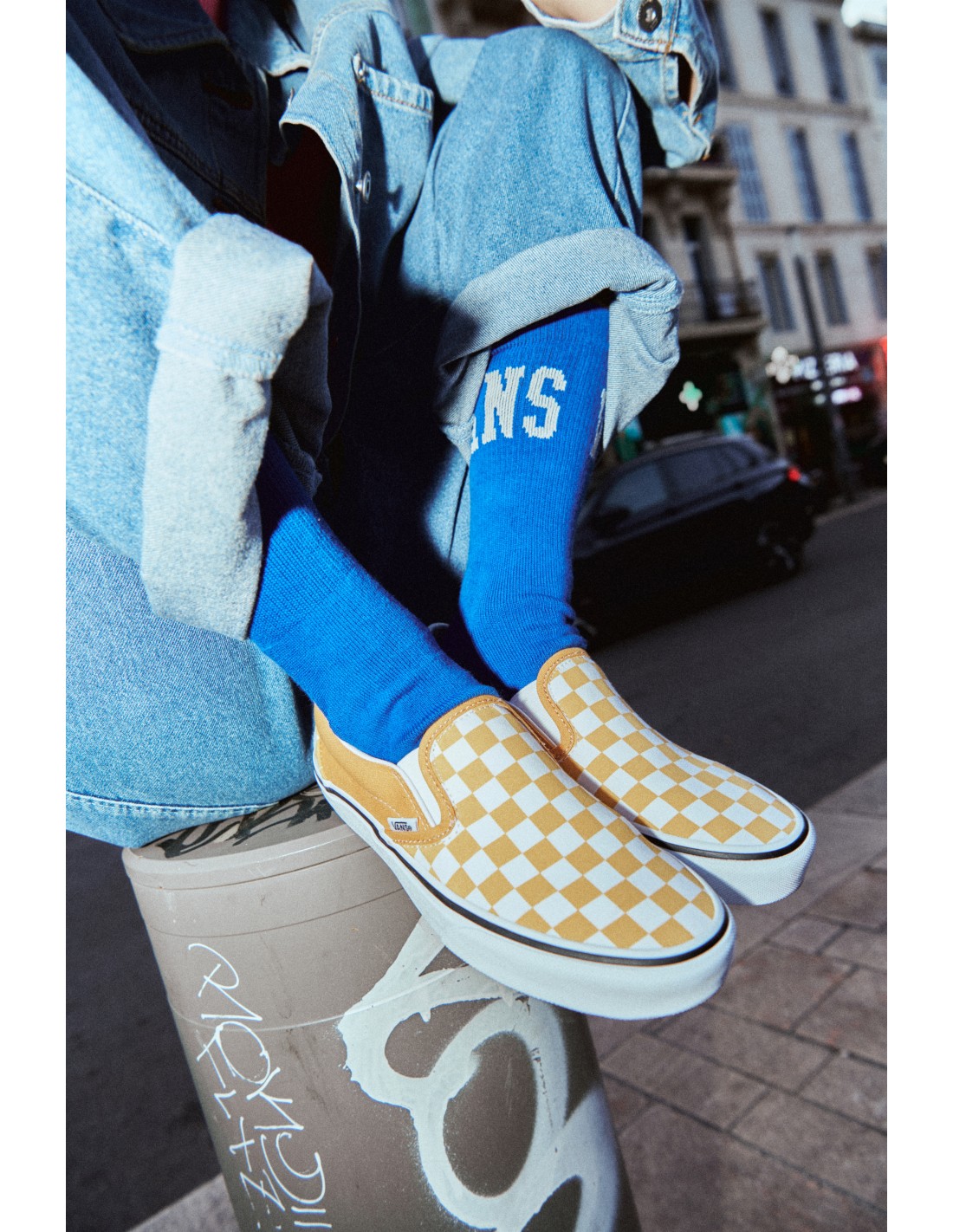 vans Sneakers Femme UA Classic Slip-on Blanc/Jaune