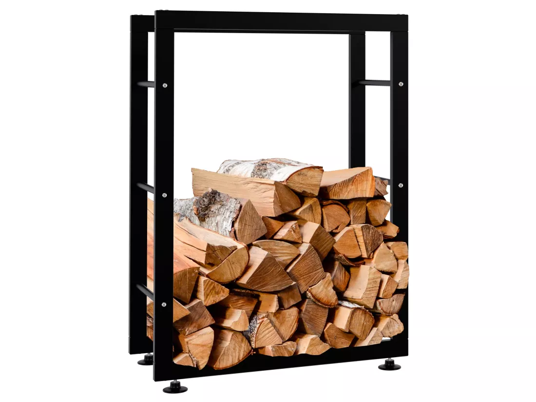 Etagère bois de cheminée - Métal - 60 x 25 x 80cm - Noir - Keri V2