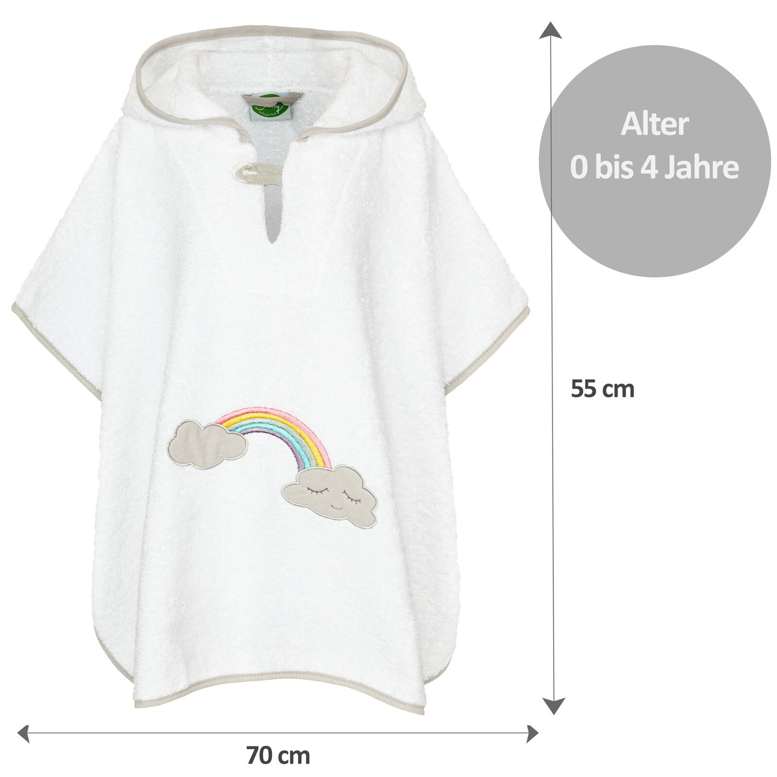 Smithy Badeponcho REGENBOGEN 55 x 70 cm weiß