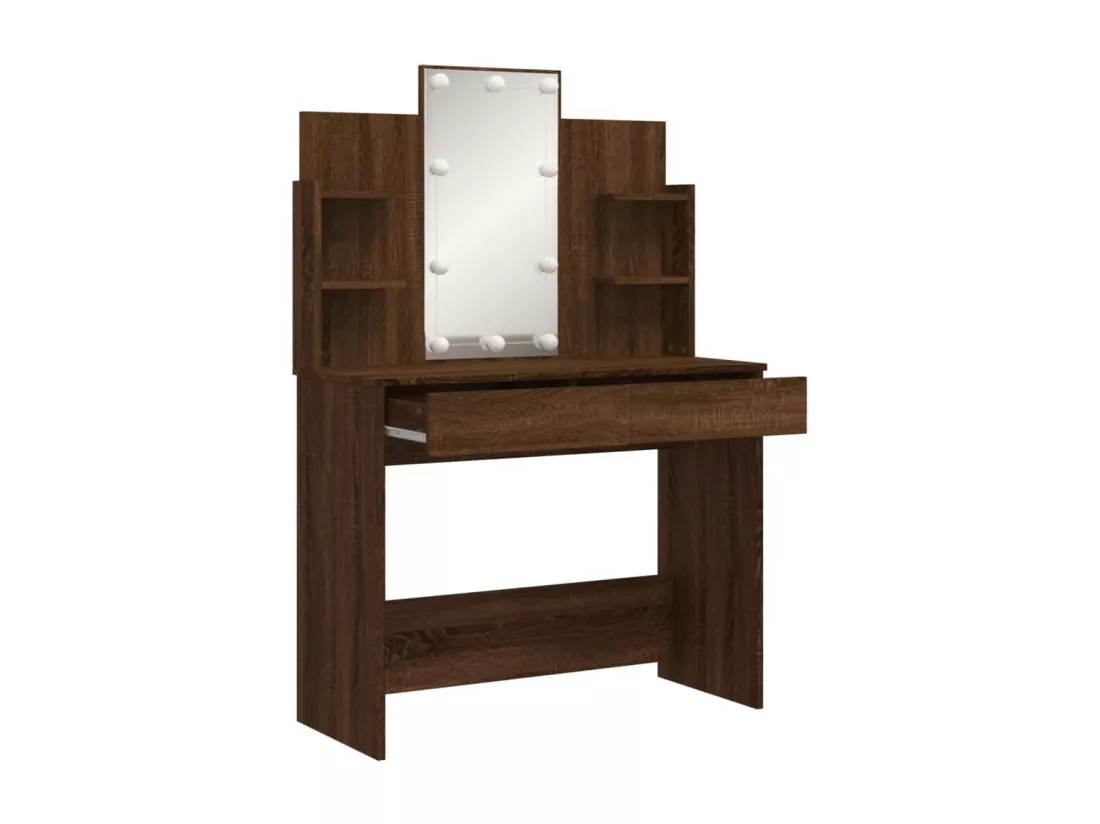 Coiffeuse avec lumières LED chêne marron 96x40x142 cm