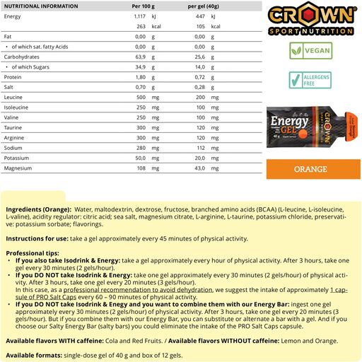 Gel energético 'Energy Gel' 40g Laranja