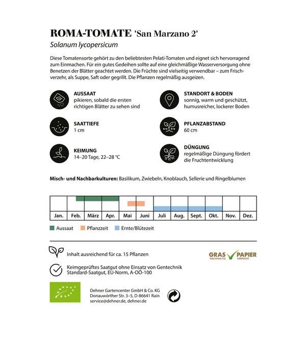 Dehner Bio-Saatgut Roma-Tomate 'San Marzano 2'